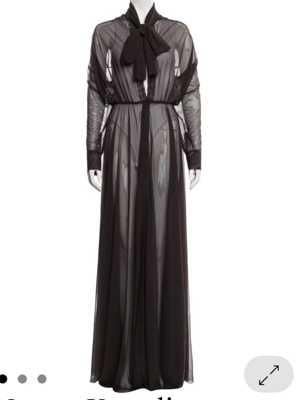 Norma Kamali Sheer Black Chiffon Duster Cardigan 
3/4 sleeve